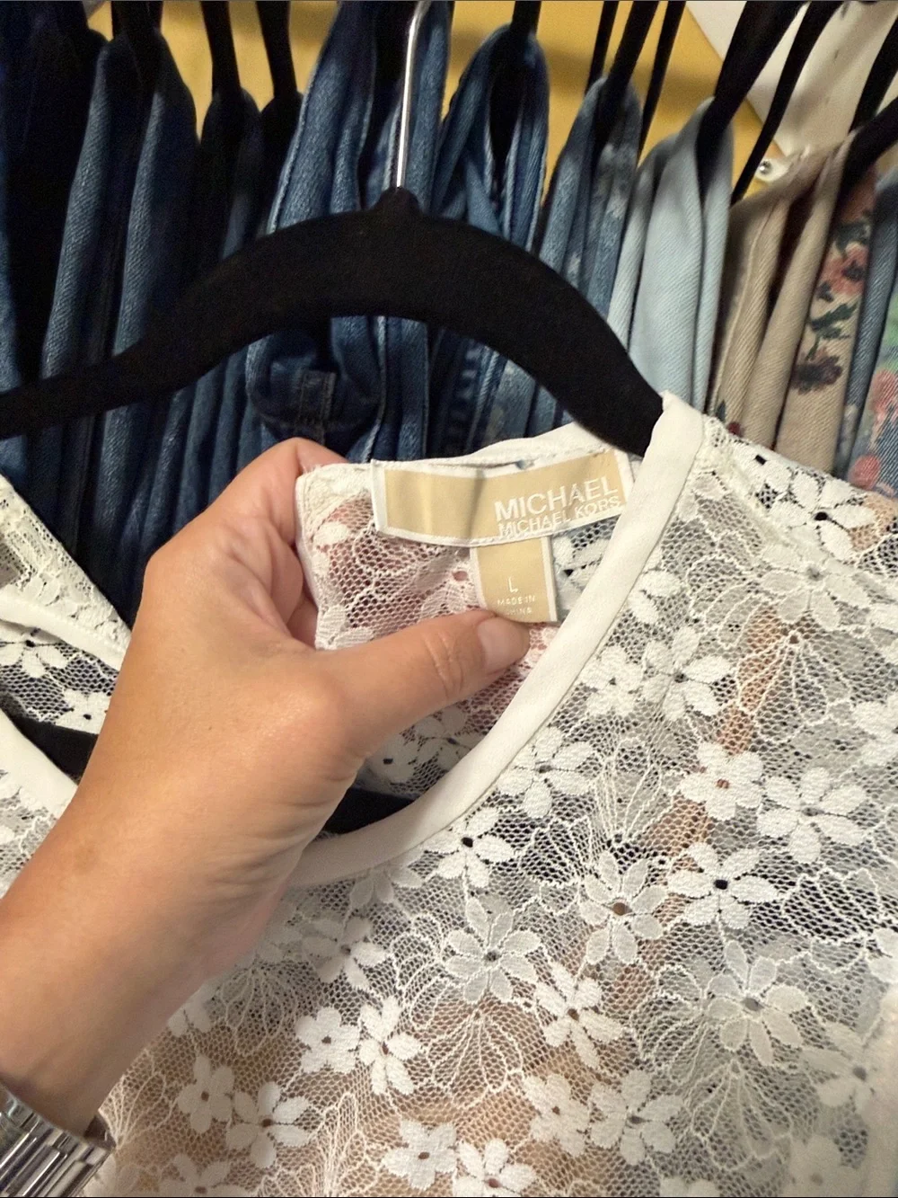 Women's White Lace Cold-Shoulder Top